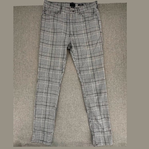 H&M Plaid Pants Skinny Fit size 30 Black White Pockets Work Business School Wear - Picture 2 of 16